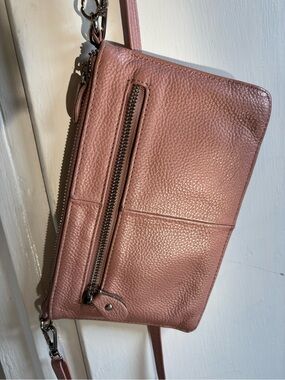 Crossbody Leather Wristlet in Dusty Rose - Women's Crossbody Bag